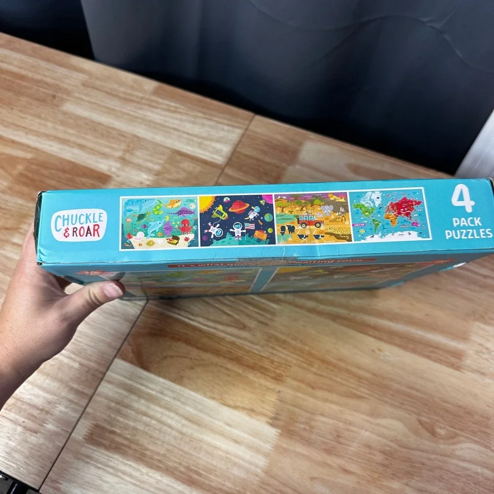 Chuckle & Roar 4 Pack Puzzles Kids Ages 3-6+ Space Safari World Map Ocean 268pc